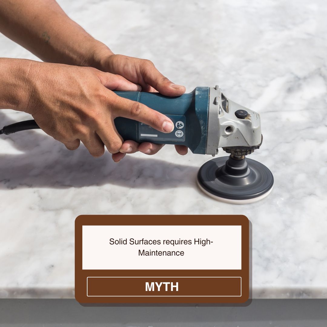 tranquilglobal's tweet image. Myth: Solid surfaces need high maintenance. Reality: They're non-porous, stain-resistant, and easy to clean. #MythvsReality #Solidsurfaces