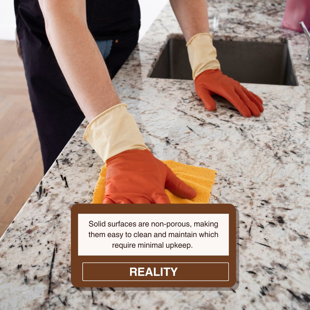 tranquilglobal's tweet image. Myth: Solid surfaces need high maintenance. Reality: They're non-porous, stain-resistant, and easy to clean. #MythvsReality #Solidsurfaces