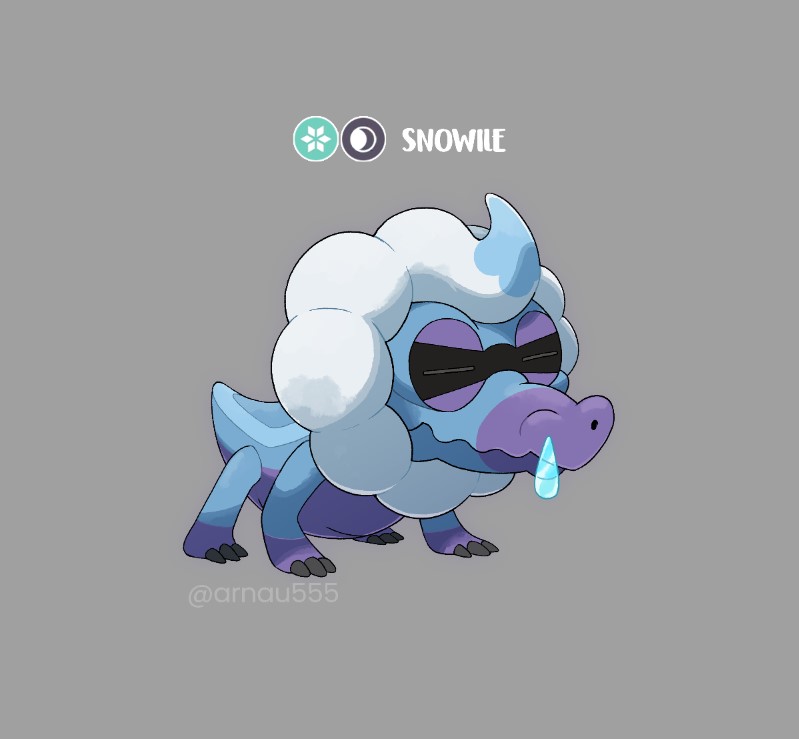 Snowile, Ice/Dark. I've designed this regional variant line for <a href="/PokemonEstelar/">info de Pkmn Estelar en @Gonstar_</a>. Go retweet the original tweet to see the evos!!