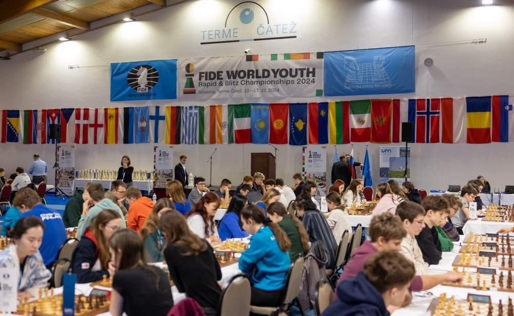 World Youth Rapid &amp; Blitz Championship 2024 kicks off in Terme Čatež, Slovenia 🇸🇮

The prestigious World Youth Rapid &amp; Blitz Championship 2024, organized by the Slovenian Chess Federation, officially began in Terme Čatež, Slovenia. The event brought together 340 young players