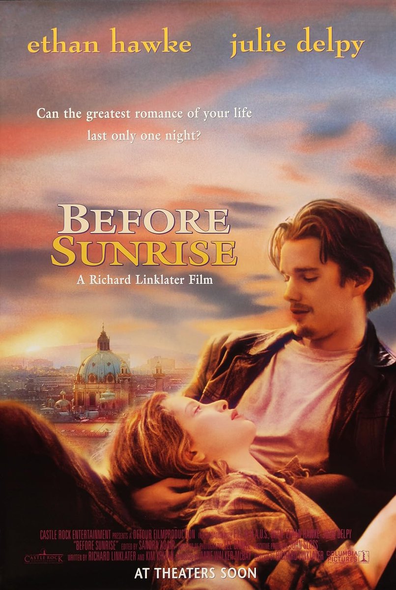 #BeforeSunrise (1995)
#English #Drama #Feelgood 

Gem ❤️ 

சமீபத்திய சுதிர் ரவுண்ட் டேபிள்ள, மெய்யழகன் பத்தி பேசுறப்ப #Lover பட இயக்குனர் இந்த #Before Trilogy பத்தி சொல்ல, இத பார்த்தேன். 

முழுக்க முழுக்க பேசிட்டே இருக்கபடம்தான். போஸ்டர்ல இருக்க ரெண்டு பேர், ரயில்..

|#ktkviews24