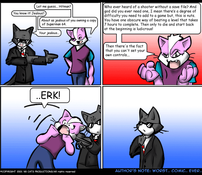 VG Cats , 04, She's Just Sleeping (Original)
vgcats.com/comics/index.p…

#comics #comic #webcomics #webcomic #comicstrip #videogames #gaming #cats #Hitman