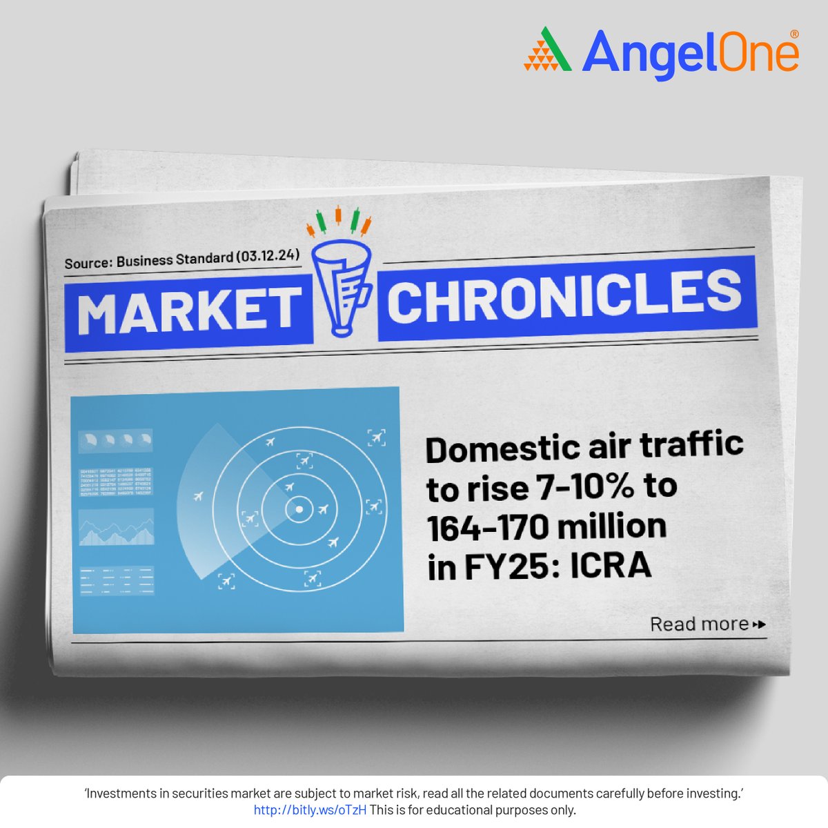 AngelOne's tweet photo. Despite rising costs and operational challenges, Indiaโs domestic air traffic is set to climb to 170 million passengers. Swipe through to discover the trends shaping the skies.
#AngelOne #AirTraffic #MarketChronicles