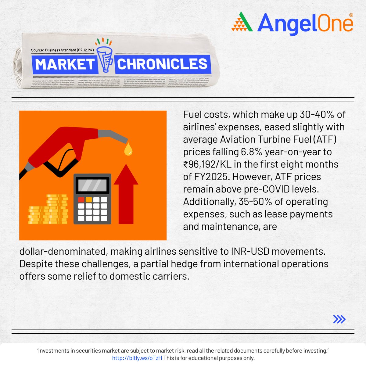 AngelOne's tweet photo. Despite rising costs and operational challenges, Indiaโs domestic air traffic is set to climb to 170 million passengers. Swipe through to discover the trends shaping the skies.
#AngelOne #AirTraffic #MarketChronicles