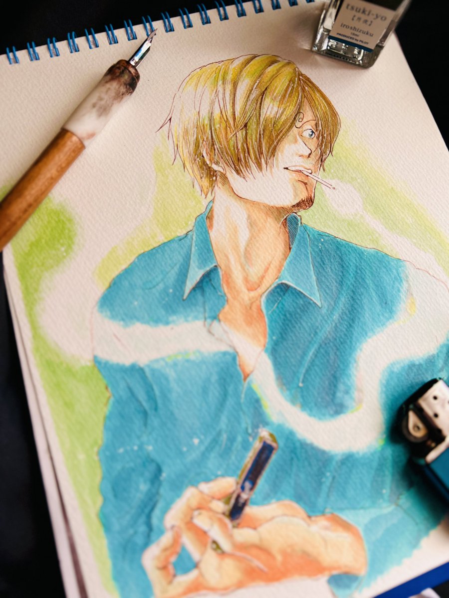 サンジ(ワンピース) 「smoking」|しろくじら🐋のイラスト