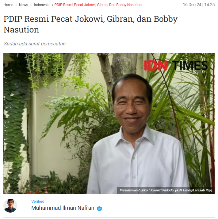 Ga usah terlalu dipuja puji langkah ini, cukup apresiasi sepantasnya aja. Ingat, PDIP itu enabler terdepannya Mulyono saat dia masih memimpin.

Plus ditemani para buzzeRp yg ga segan segan doxing mereka yg kritis ke Pemerintah selama 10 tahun terakhir.

Lanjutkeun sabung elit 🔥