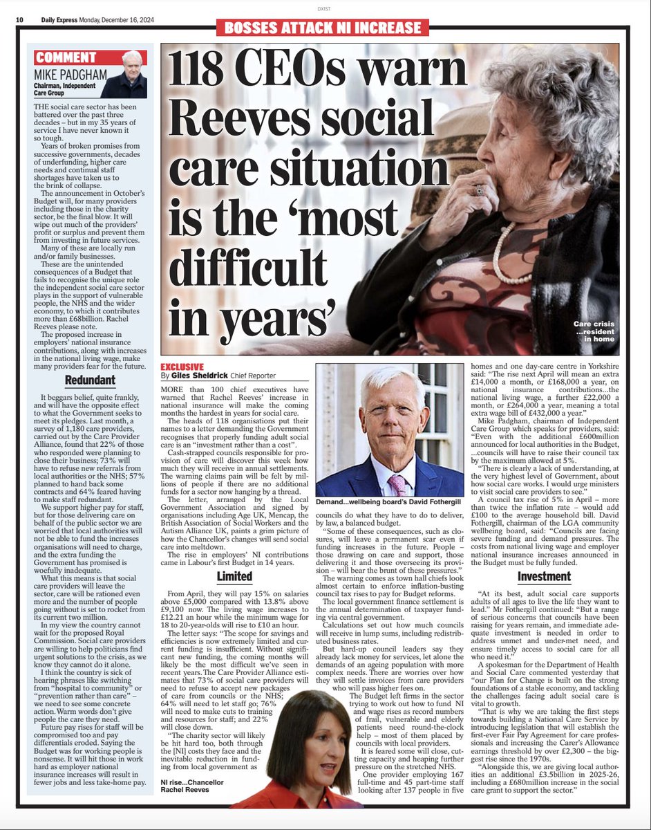 EXCL: The winter of discontent. 118 council &amp; social care chiefs sign <a href="/LGAcomms/">Local Government Association (LGA)</a> letter blasting Labour's Budget and warning of the impact it will have on vulnerable &amp; helpless as reality bites. Many providers will collapse sending the system into meltdown <a href="/Mike_Padgham/">Mike Padgham</a> <a href="/AgeUKnews/">Age UK News</a>