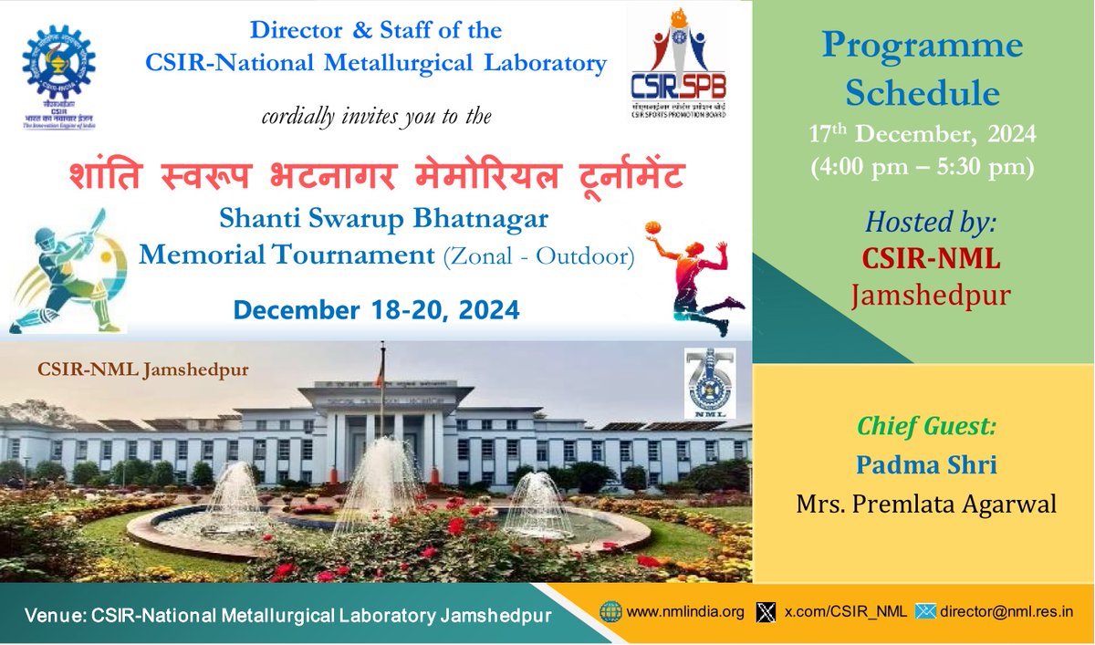 CSIR_NML's tweet photo. @CSIR_IND @DrNKalaiselvi @CSIR_CSIO @CSIRCIMAP @CSIR_IMTECH @CSIR_IHBT @csirampribhopal @CSIRCIMAP @CSIRNAL @CSIRNALOFFICIAL  @CsirCbri https://t.co/BCAcjr5SXI