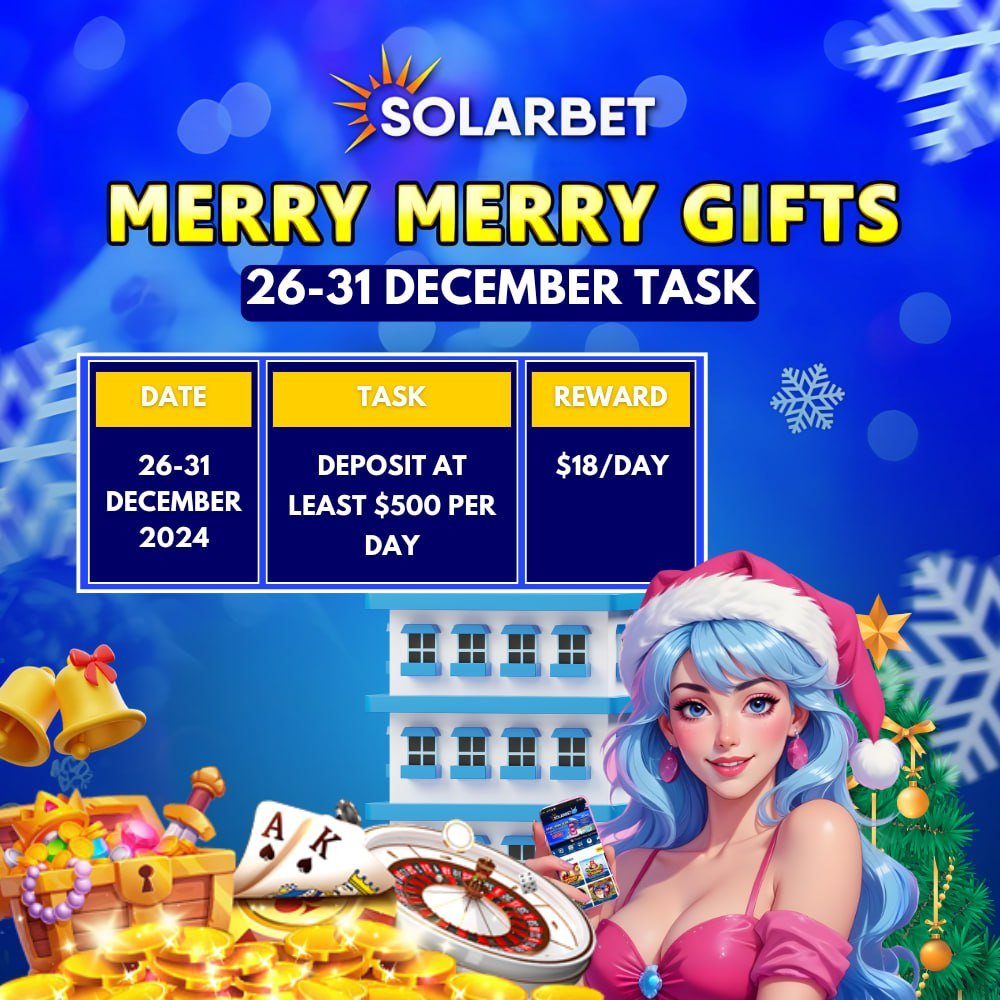 ScarletN7608's tweet photo. 🎁 Last chance for Merry Gifts!  Don't miss the final task, valid 26 to 31 December 2024 only! #MerryGifts #DecemberPromo #Solarbet

☎️ Contact our Live Chat Customer Service for assistance. https://t.co/xhbev5w2Dj