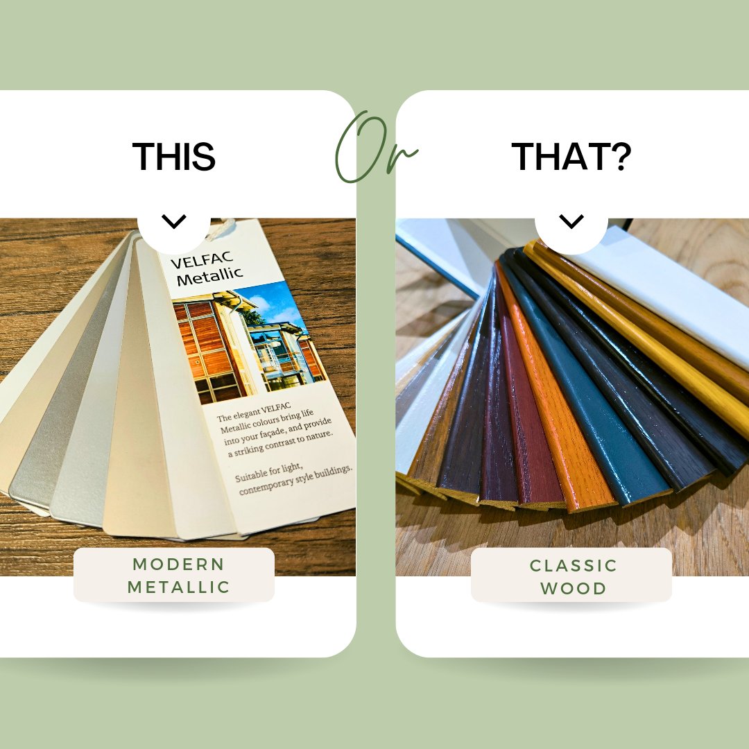 yordltd's tweet photo. Time to vote! Which window finish wins your heart? ❤️ Modern metallic cladding 🪩 or classic wooden charm 🌳? Comment below with your pick! ⬇️ #timberwindows #alucladwindows #windowfinishes #windowstyles #modernvsclassic #renovationideas https://t.co/lDsMHPPJGt