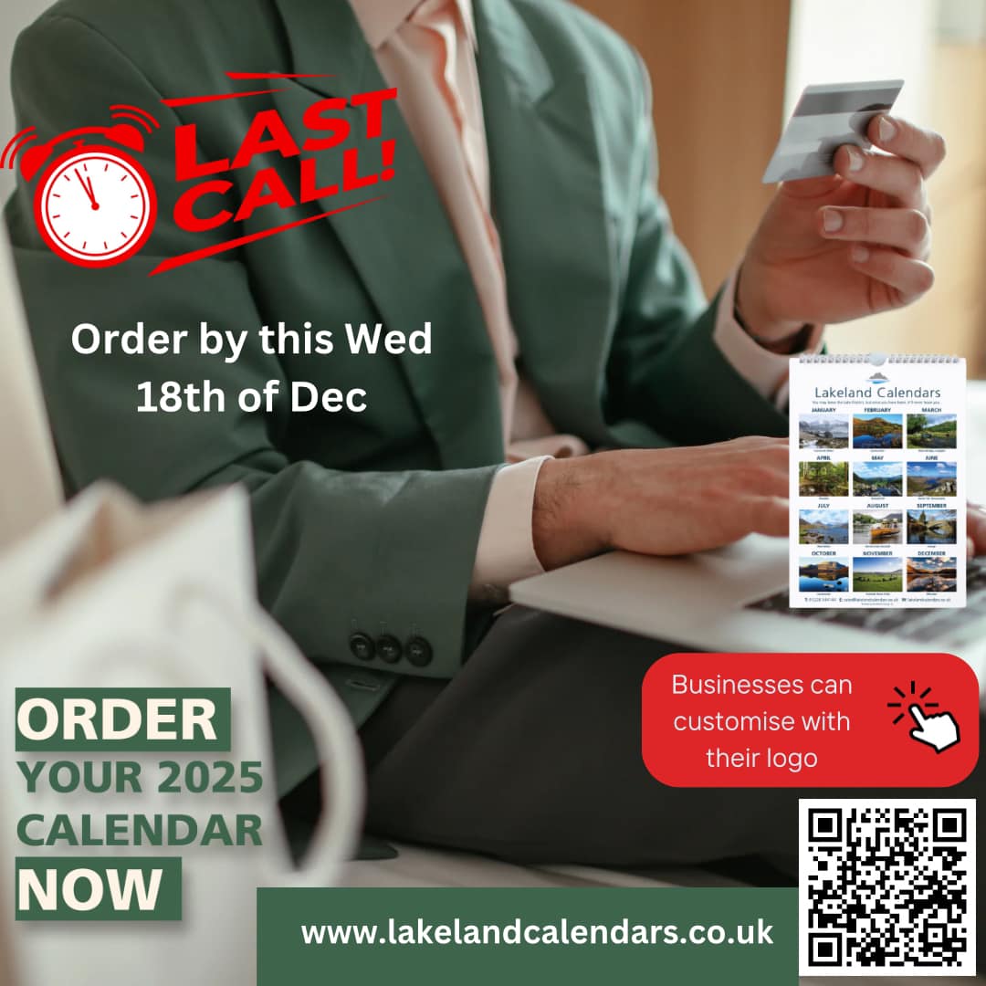 LakelndCalendar's tweet photo. Last chance to order your calendars in time for Christmas &amp; New Year! 
Don't miss out! The last day to order your 2025 calendars is THIS Wednesday, December 18th. Use code FOLLOWLC for 5% off your order! UK shipping.
https://t.co/2dUdEyw7oG https://t.co/vIyYtOKYnM