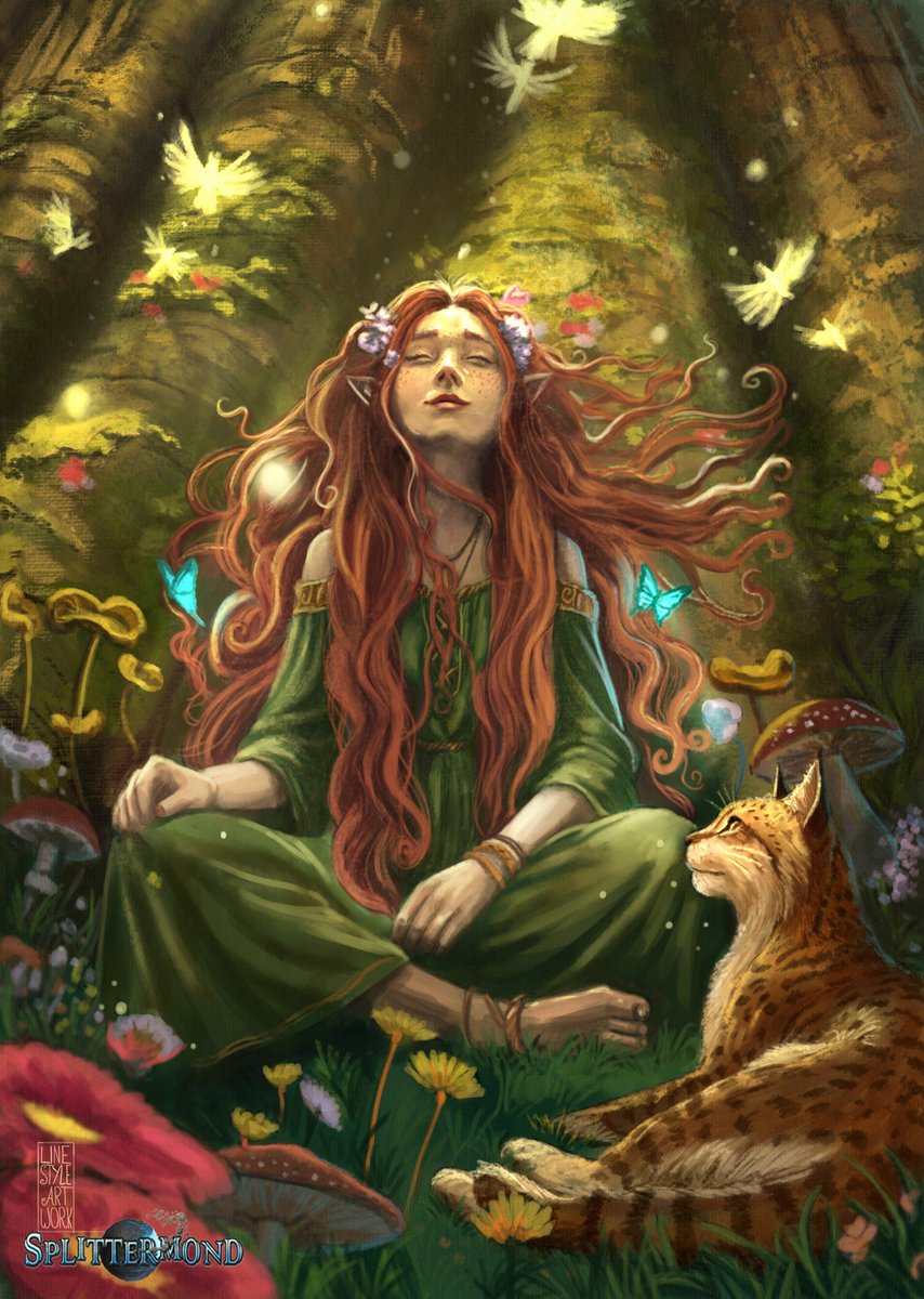 "Asha-Vera, goddess of the Immersommer elves and guardian of summer"-Digital Illustration 2024
This was my favorite illustration I had the pleasure of contributing to the Splittermond anniversary book "A Touch of Frost"by Uhrwerk Verlag. #ttrpg #fantasyart #illustration #GameArt
