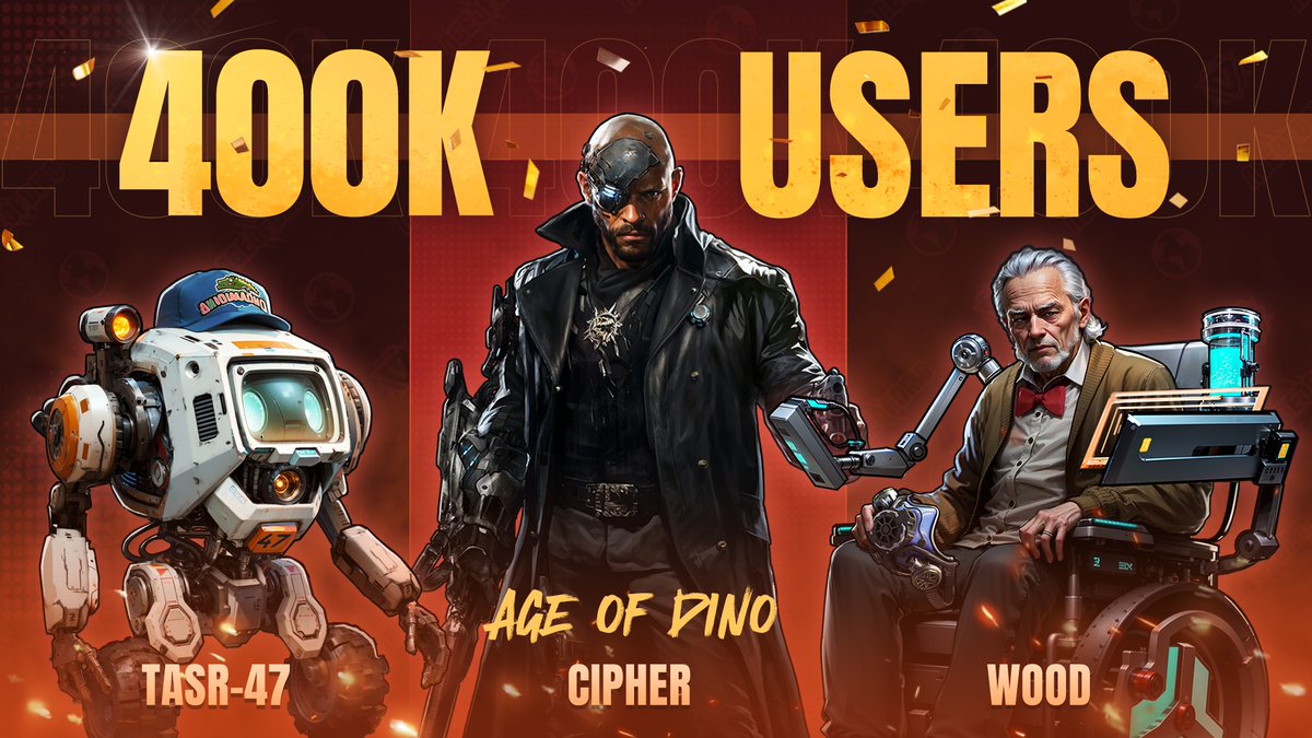 Over 400K players and counting! 🦖🔥

Age of Dino reigns supreme as the #1 mobile Web3 game, breaking records as gamers thrive in its brutal, war-torn world. 

Are you ready to journey into the world of $XTER, side by side with dinos🦕?