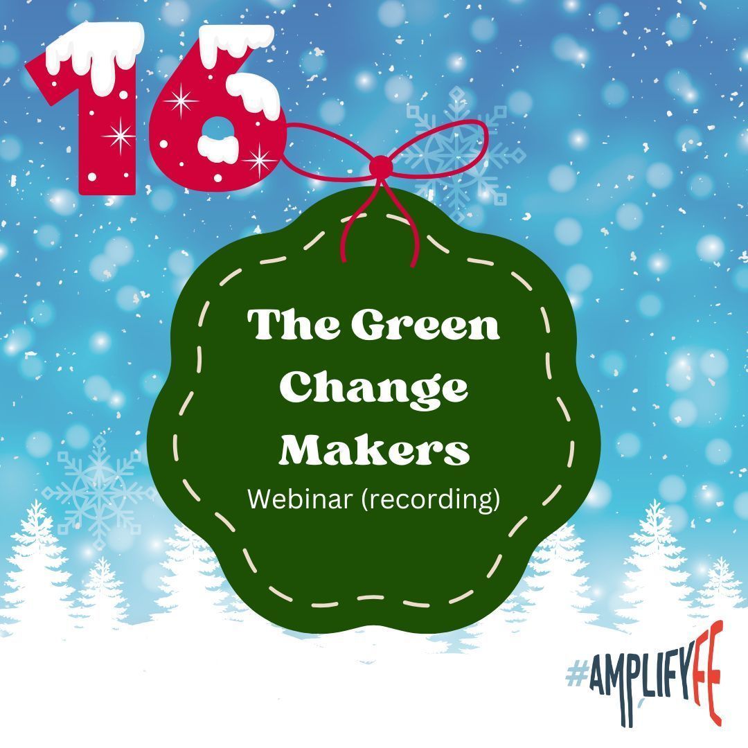 Day 16 of #25DaysofAmplifyFE features the inspirational @LouMycroft Lou hosted a webinar on the importance of the #Sustainability agenda in #FE and how Green Changemakers has been powering it #ESD #AmplifyFE buff.ly/3OI20Mi