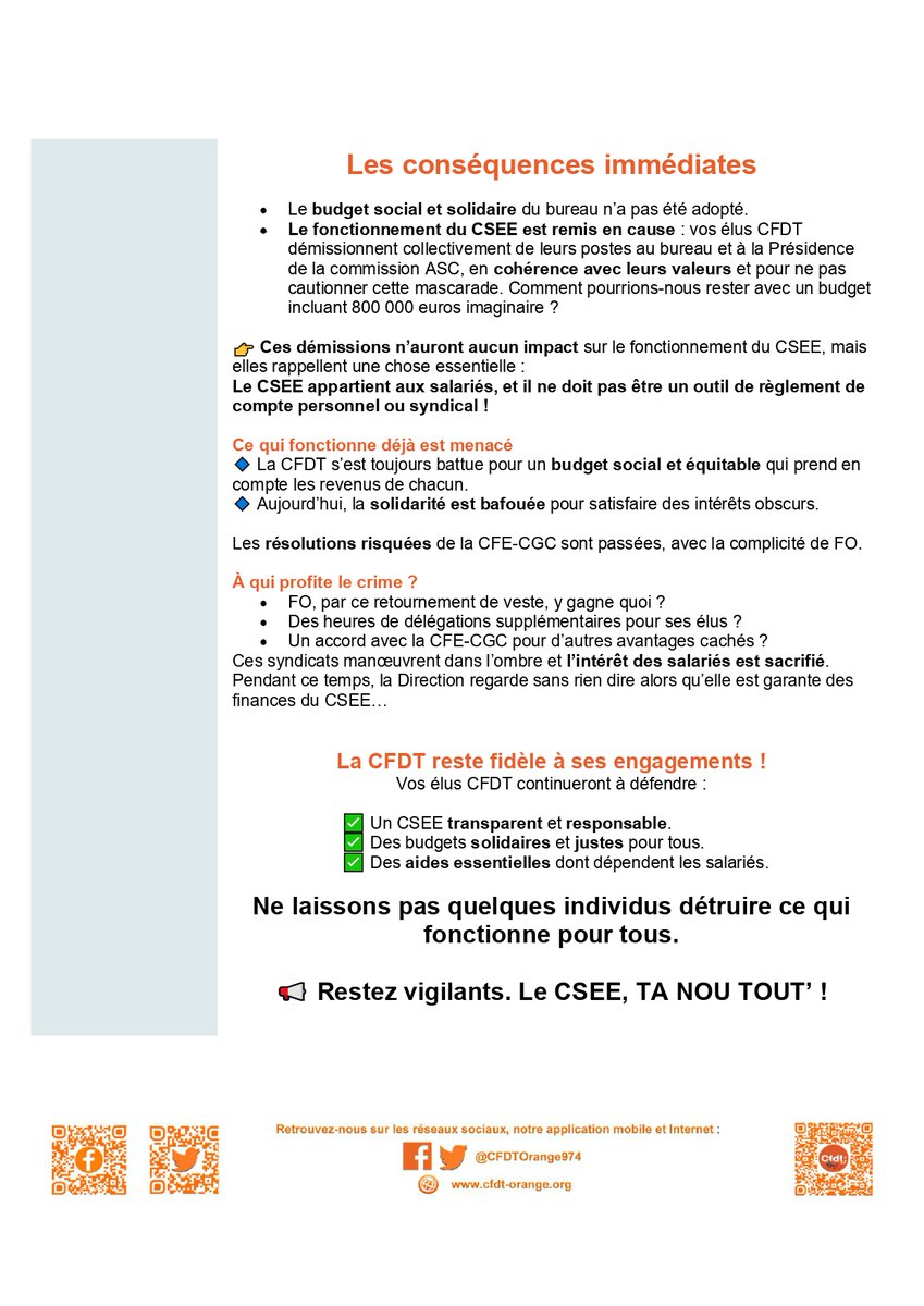 CFDTOrange974's tweet photo. A qui profite le crime❓ L'intérêt personnel a-t-il joué❓ 🤔Que de questions pour expliquer cette trahison ‼️😥 https://t.co/zSFr4Wa6PG