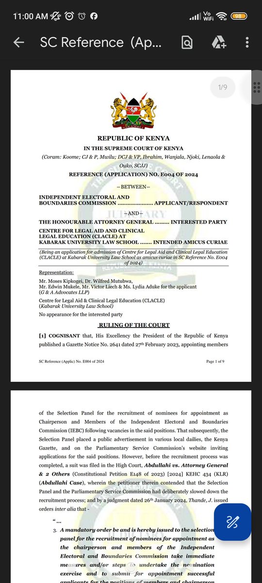 Our Center for Legal Aid and Clinical Legal Education, led by Mr K Malenya,  submitted the first-ever Amici Curiae application by a Kenyan university. Though it was declined, we honor Mr Ongoya, Mr Shikoli, Mr Kubai &amp; Mr Malenya, for their commendable efforts. 
Aluta continua!