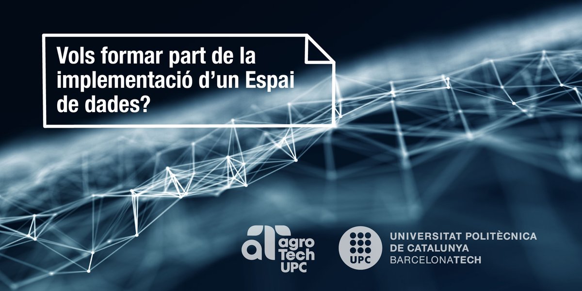 AgrotechUPC's tweet photo. 🚀 Nova oportunitat laboral!
Busquem ANALISTA en #EnginyeriaAgroalimentària i #Biotecnologia per impulsar #EspaiDadesCompartides de @la_UPC #UPCxels #Agrixels
🌱 Sol·licita aquí: https://t.co/JUOywbUvX7 https://t.co/joffE58jm7