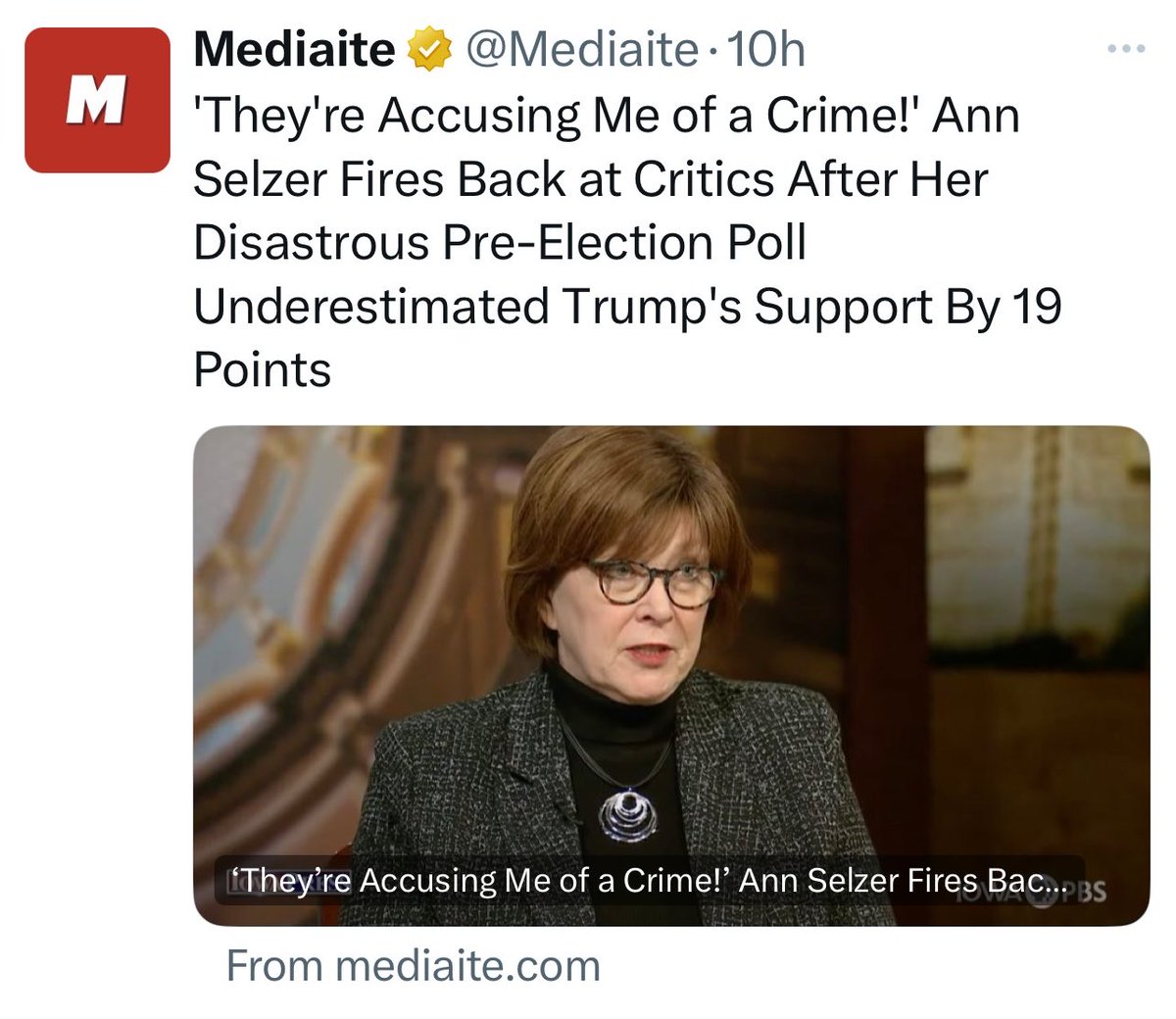 Steve Cortes (@cortessteve) on Twitter photo Ok โฆ<a href="/jaselzer/">J. Ann Selzer</a>โฉ, if there is some reasonable explanation for you missing the Iowa results BY A GRAND CANYON size gap, then pls provide it?!
Otherwise, those of us who direct real polling, we can only assume something very nefarious went down with your propaganda resultsโฆ Ok โฆ<a href="/jaselzer/">J. Ann Selzer</a>โฉ, if there is some reasonable explanation for you missing the Iowa results BY A GRAND CANYON size gap, then pls provide it?!
Otherwise, those of us who direct real polling, we can only assume something very nefarious went down with your propaganda resultsโฆ