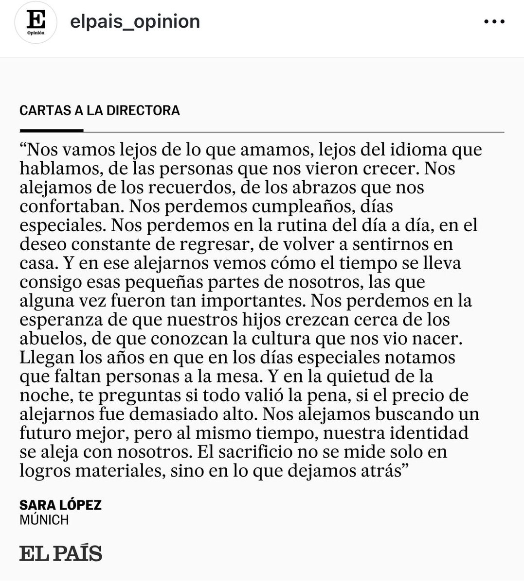 Para todos los que estamos a miles de km de nuestras familias , se juzga por lo que sale en nuestras redes pero no lo que no sale (no ver a tus hijas cada día , a tus padres , amigos …), la gente lo resume en “oye , pero ganáis mucho más …” … quizá demasiado poco a veces para