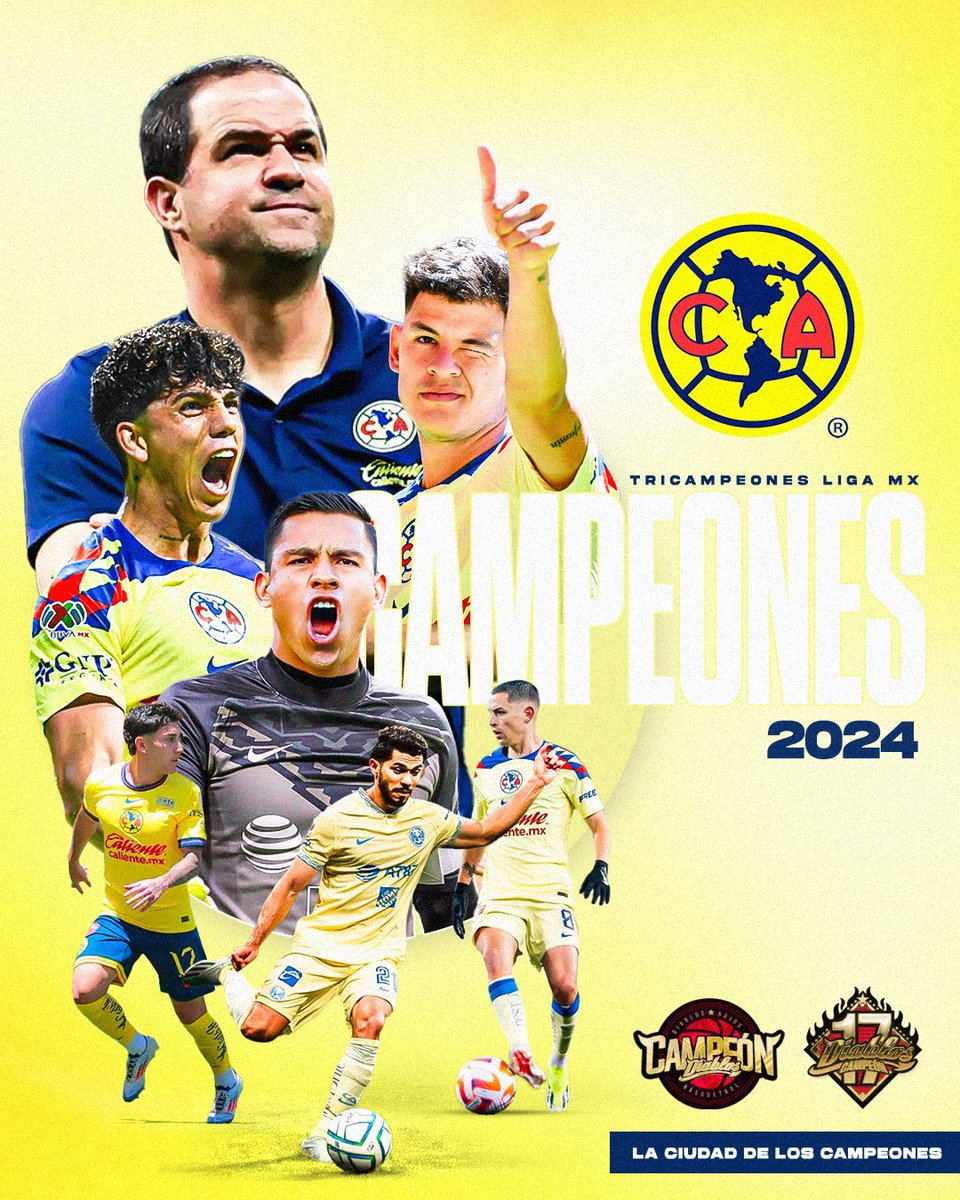 DiablosRojosMX's tweet photo. La ciudad de los Campeones📍 🏆 Felicidades Tricampeón @ClubAmerica 

Beisbol: @DiablosRojosMX 
Básquetbol: @DiablosBasquet 
Fútbol: @ClubAmerica https://t.co/aI8s2pT8Ul