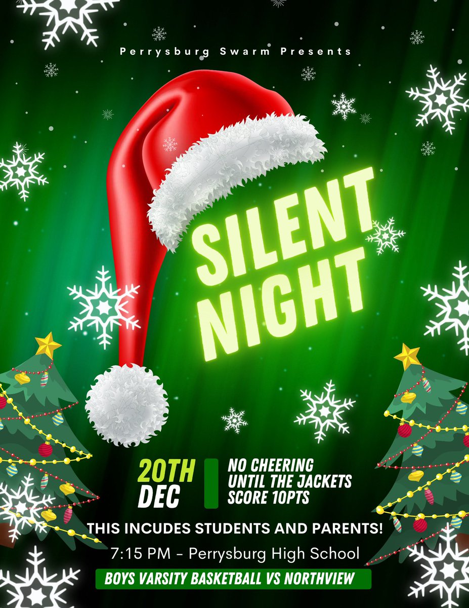 THE SWARM (@_jacketnation1) on Twitter photo THIS FRIDAY THE <a href="/Jackets_Bball/">PerrysburgBasketball</a> YELLOW JACKETS TAKE ON 👎 NORTHVIEW👎 AT HOME AT 7:15 PM!! IT WILL BE A 🎄CHRISTMAS OUT🎄 AND A SILENT NIGHT‼️ THIS FRIDAY THE <a href="/Jackets_Bball/">PerrysburgBasketball</a> YELLOW JACKETS TAKE ON 👎 NORTHVIEW👎 AT HOME AT 7:15 PM!! IT WILL BE A 🎄CHRISTMAS OUT🎄 AND A SILENT NIGHT‼️