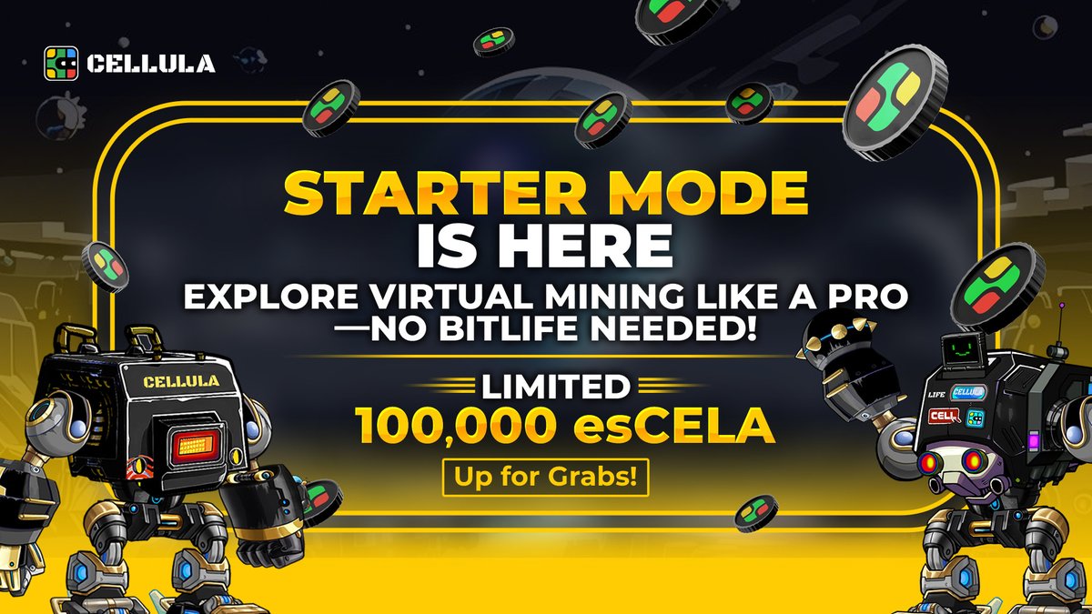 cellulalifegame's tweet photo. 🎉 Starter Mode is Here!

Want to try virtual mining without the hassle? Starter Mode makes it easy, free, and fun!

What’s included?
1️⃣ Trial BitLife (first charge is on us!)
2️⃣ 29.9 esCELA to kickstart your journey

✨ Limited 100,000 esCELA up for grabs
🔗 Try it now: https://t.co/eRyzTju62y
📖 Read more: https://t.co/tayEOVEl1B

#Cellula #StarterMode #VirtualMining