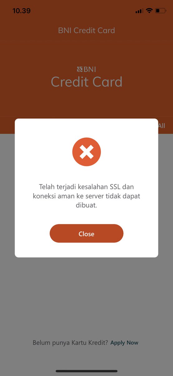 djengwidz's tweet photo. @BNICustomerCare Halo, app BNI Credit Card kenapa tidak bisa dibuka sejak kemarin ya? Ini app di iPhone. Tidak ada masalah jaringan. Tampilannya begini mulu. https://t.co/MPTRcvod4L