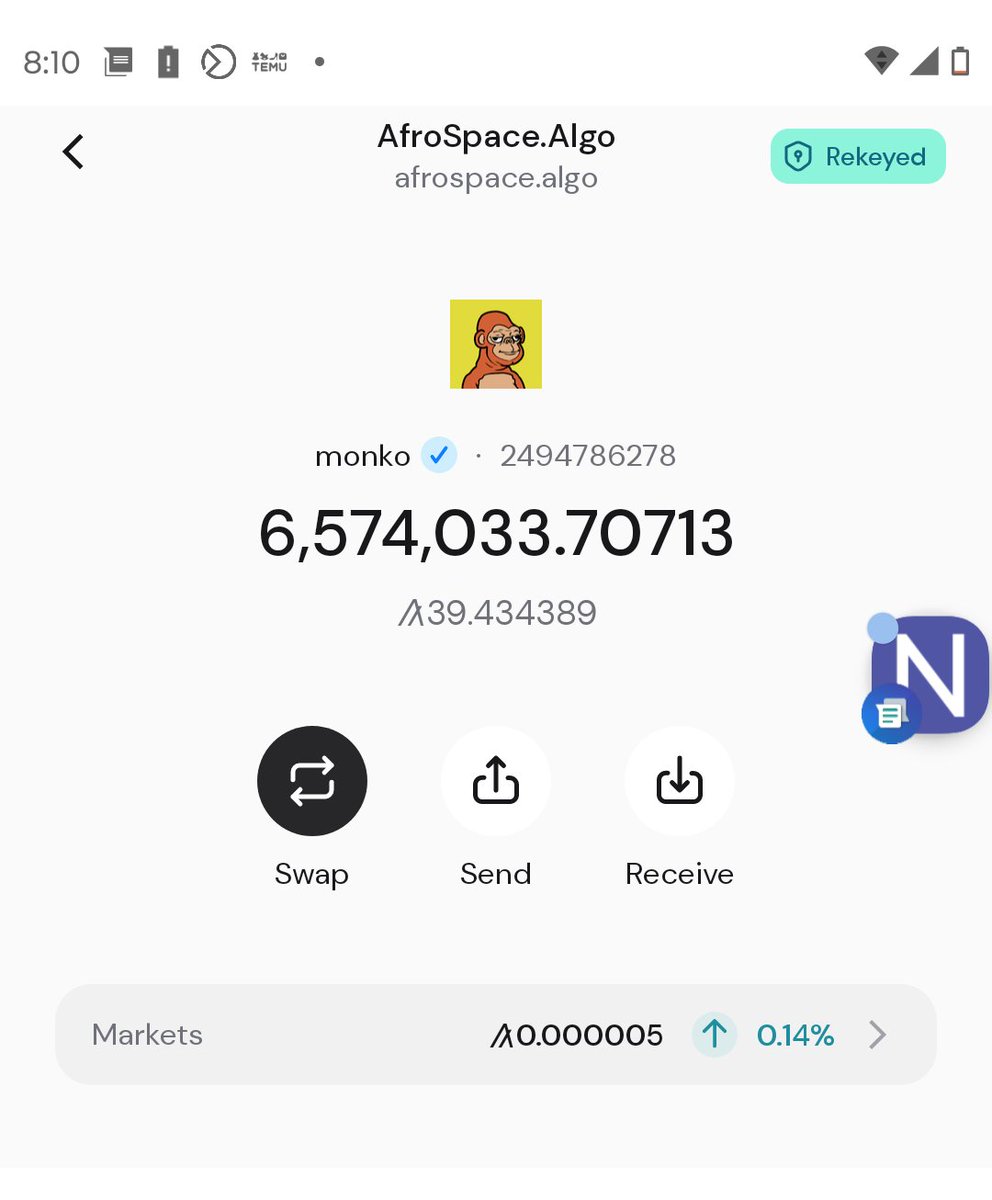 Afrospacey's tweet photo. That $MONKO hittin for real 😲 
Maybe I should actually get a bigger batch.
What say you #algofam ??? https://t.co/I6oD07A1Vk
