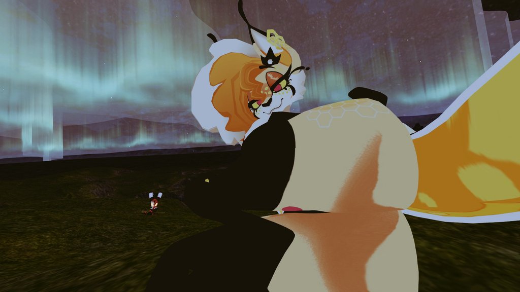 QuantmDeathclaw's tweet photo. Oh hell, I almost missed #suggestivesunday ! 🎉🐝
Photo is suggestive, not full on lewd!
#HelluvaBoss #helluvabossqueenbee #HazbinHotel #vrchat https://t.co/d3Ym9aD1Sj