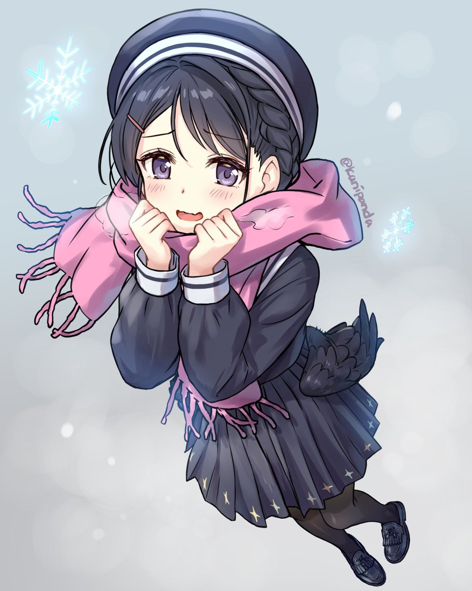 「寒いのでマフラー 」|かにぱんだのイラスト