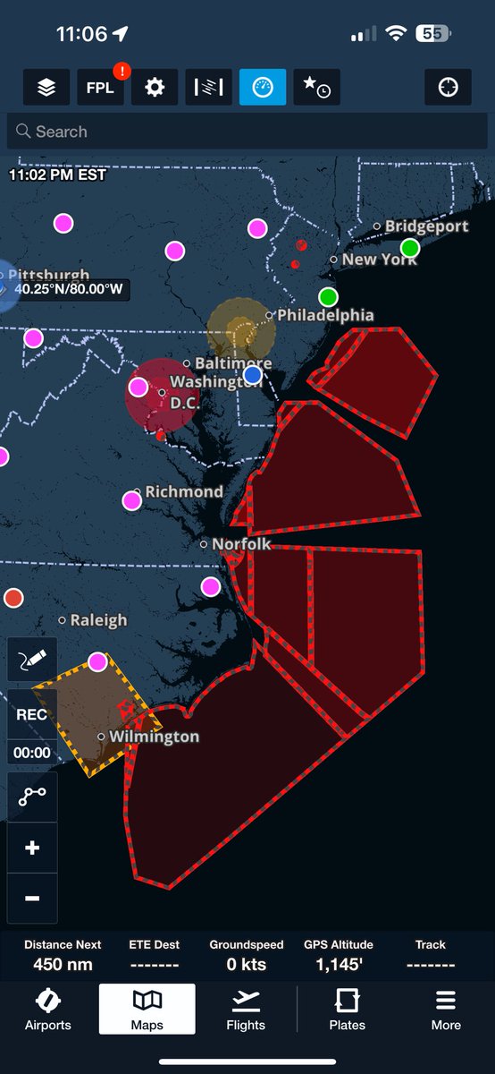 ScottImblum's tweet image. I’m no expert here and I have no idea what’s up with the #drones … however I pulled up the charts on @ForeFlight and I’ve never seen these before.