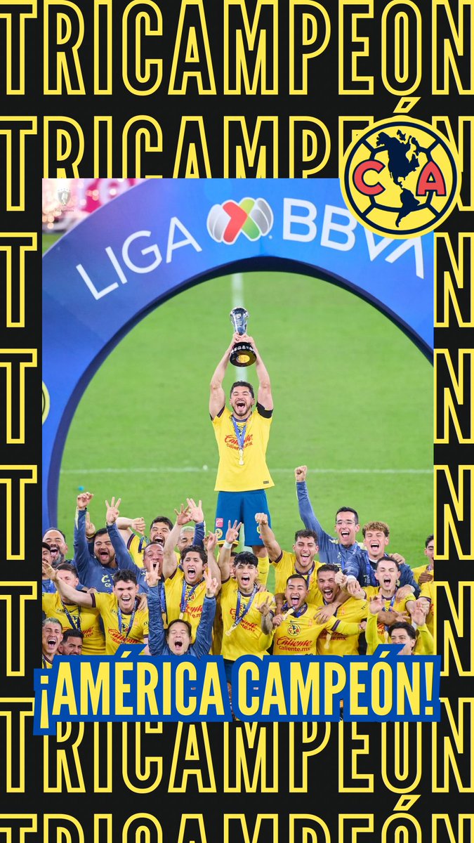 TalacherosFC's tweet photo. 🏆EL AMÉRICA ES TRICAMPEÓN🏆

Luego de imponerse 3-2 en marcador global a Rayados, las águilas se convierten en TRICAMPEONES en este Apertura 2024🔥

La 16 ya está en Coapa, HISTORIA pura⚽️

¡FELICIDADES, @ClubAmerica !🏆

#clubamerica #america #campeones #futbol #LigaMX https://t.co/0FoOIYceaY