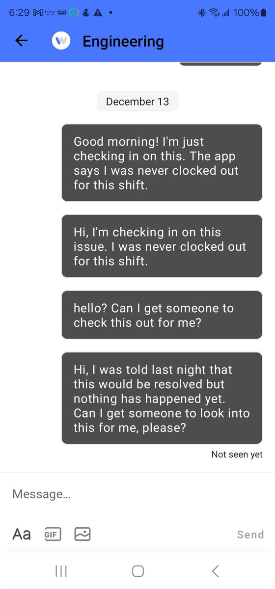 futureemperor43's tweet photo. @instawork Can I get some assistance with getting my pay for this job I did on December 12th? The onsite captain told me he'd clock me out, but he forgot to. I reached out to support and was told I'd be clocked out within 2 hours but never was. My name is Leamia Schjang. Thanks https://t.co/r4JIQauQJf