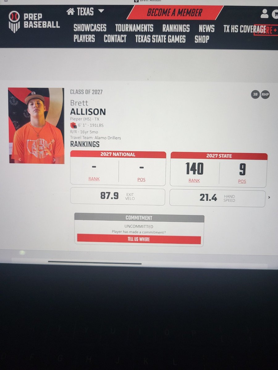 Thanks you <a href="/PrepBaseball_TX/">Prep Baseball Texas</a>  for the ranking. I’m blessed to receive this recognition for playing the game I love. @PBRGowins <a href="/BaseballPieper/">Pieper Warriors Baseball</a> <a href="/AlamoDrillers27/">Alamo Drillers 2027</a>