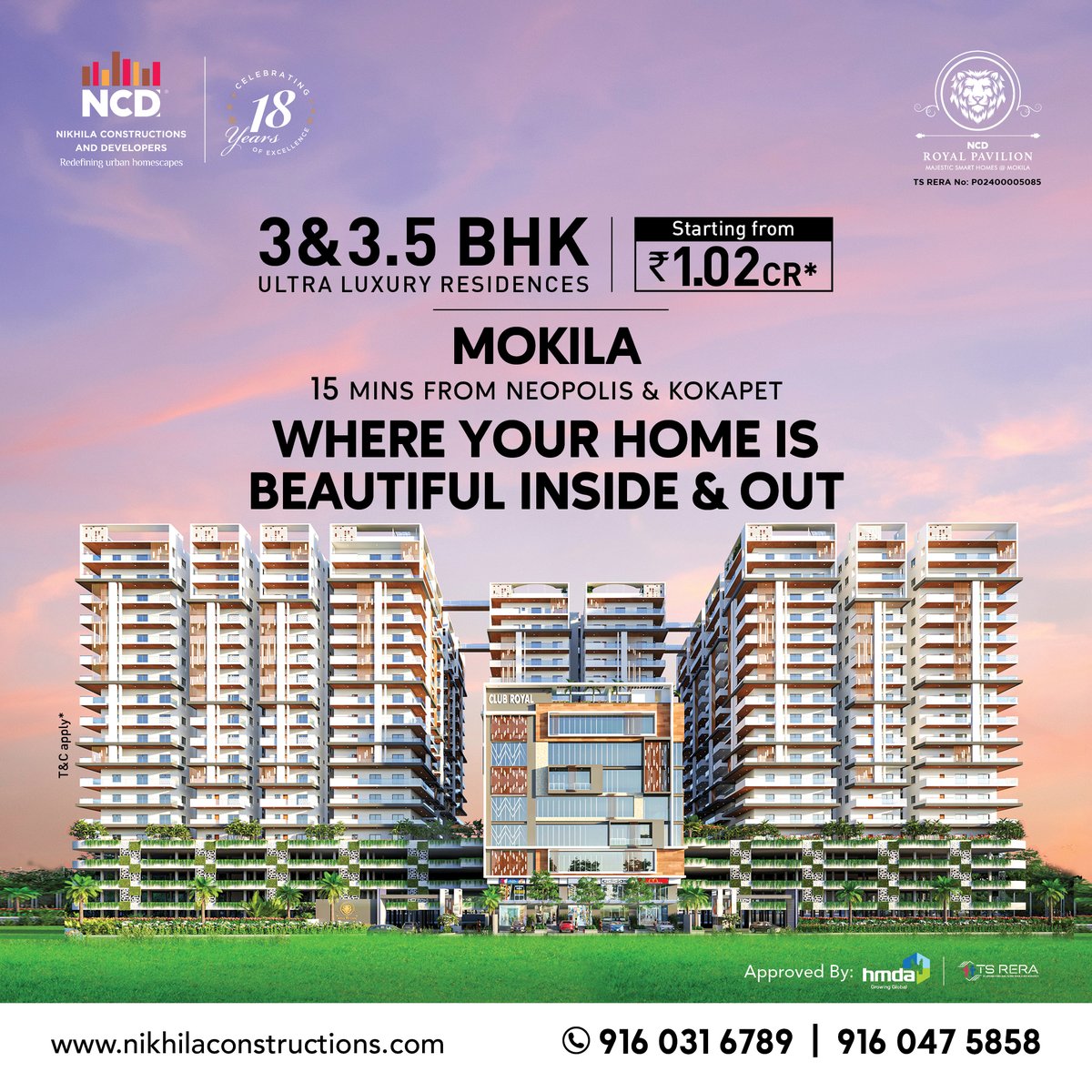 NCDHYD's tweet image. Discover the best of both worlds in Mokila, where lush greenery meets modern
living

🌟 Embrace the balance of nature and comfort, contact
us today!

#MokilaLiving #NatureAndComfort
#ModernConvenience #HyderabadRealEstate
#nikhilaconstructionsanddevelopers #NCD #royalpavilion