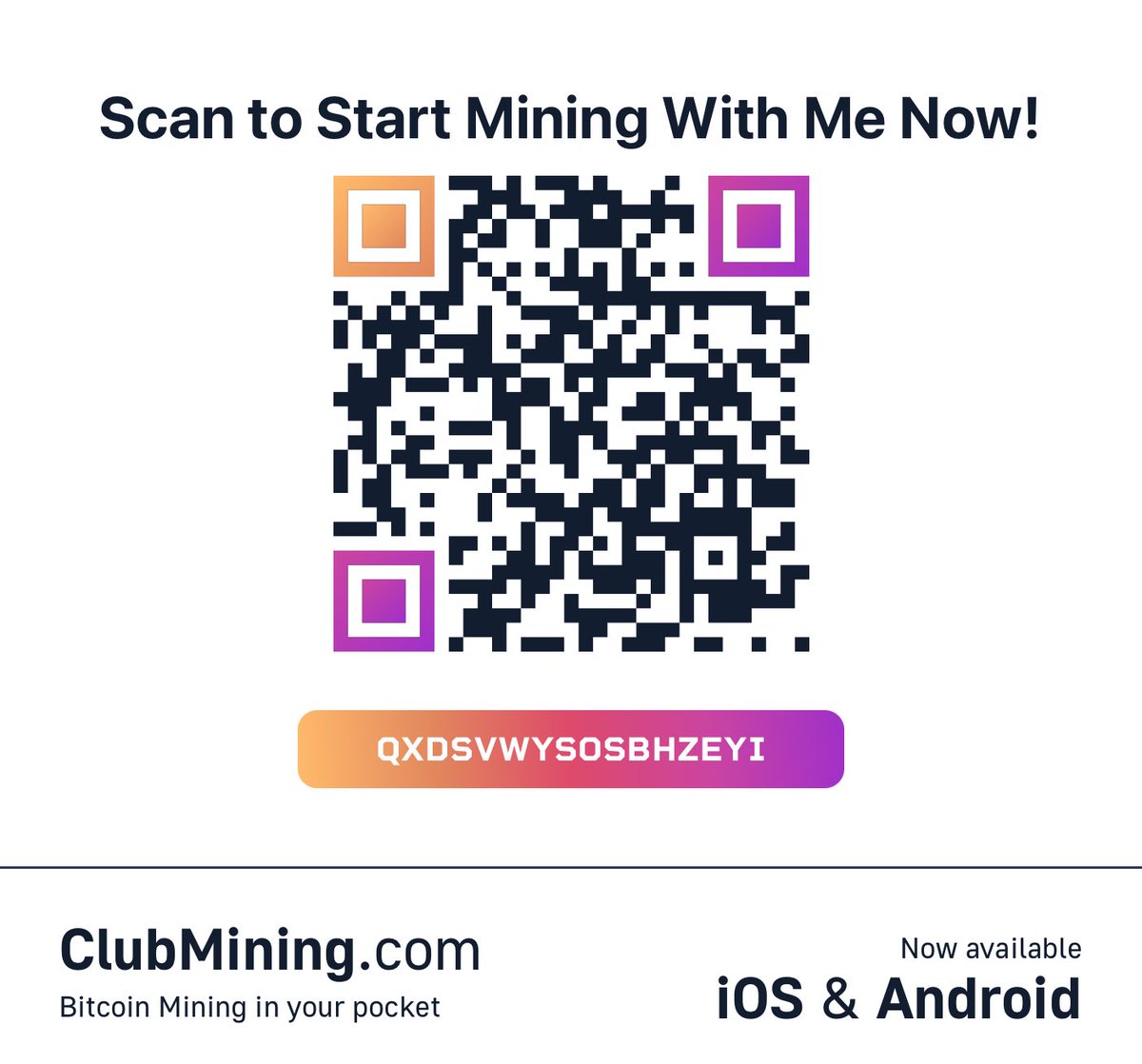 Scan the code, grab free sats, and start mining Bitcoin with me! #bitcoin #money #mining #crypto