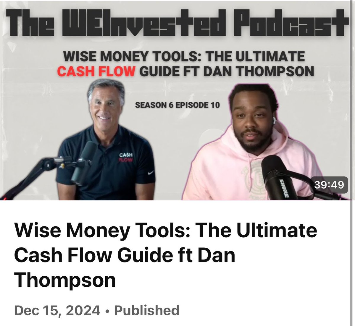 Wise Money Tools: The Ultimate Cash Flow Guide ft Dan Thompson #cashflow #weinvested #podcast 

youtu.be/daacKiRtd2g