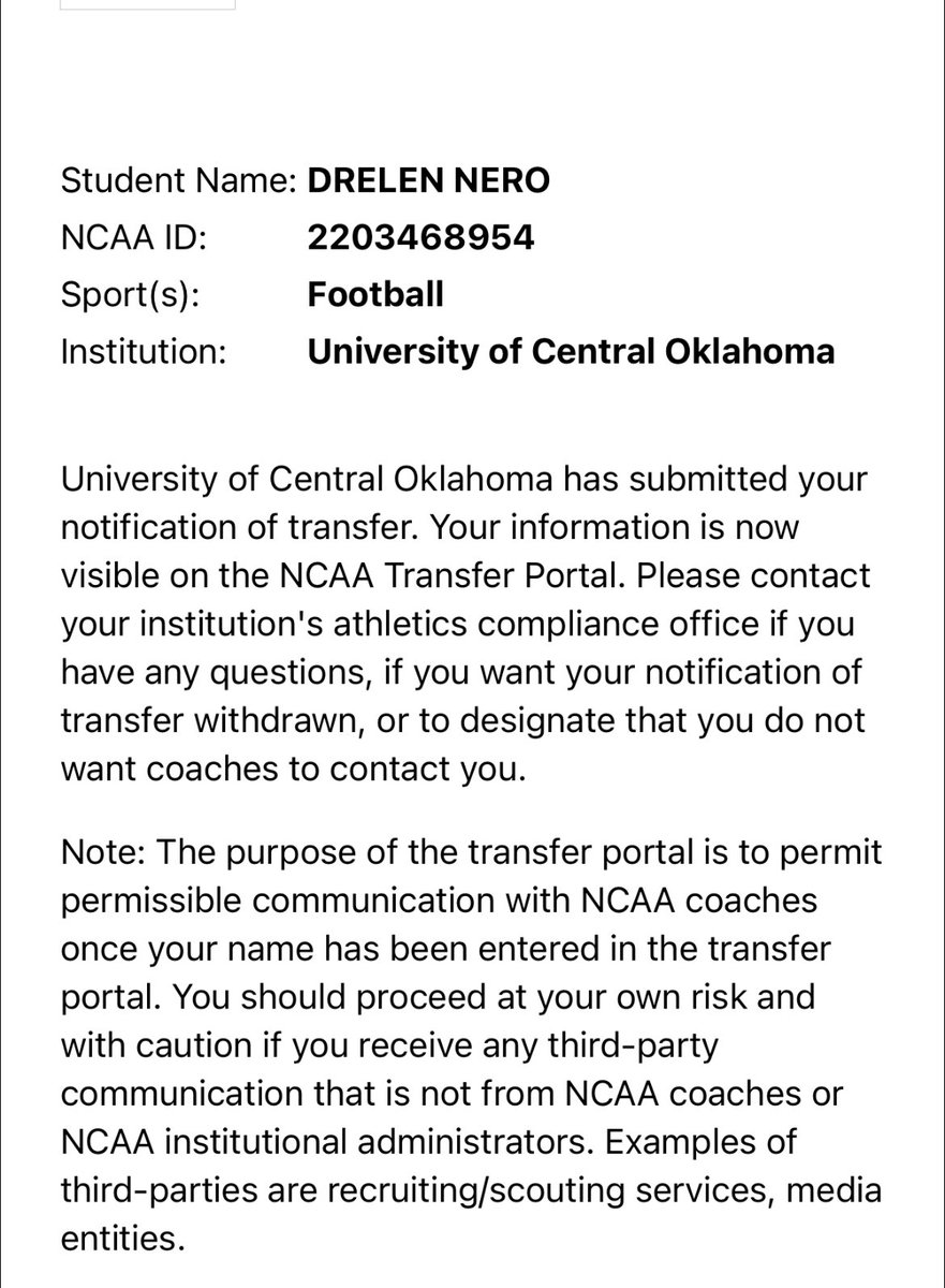 It’s official I’m in the transfer portal with 4 years of eligibility left.
Philippians 4:13