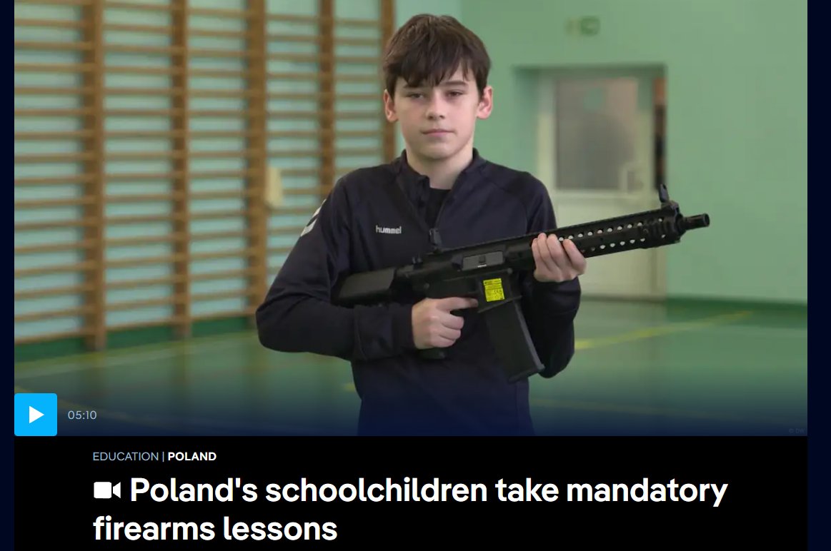 They only give you back your guns when they need to send you to war. Suddenly, all the reasons for banning guns disappear!

"Poland has made firearms lessons compulsory for primary schoolchildren in preparation of a potential Russian attack."- DW News