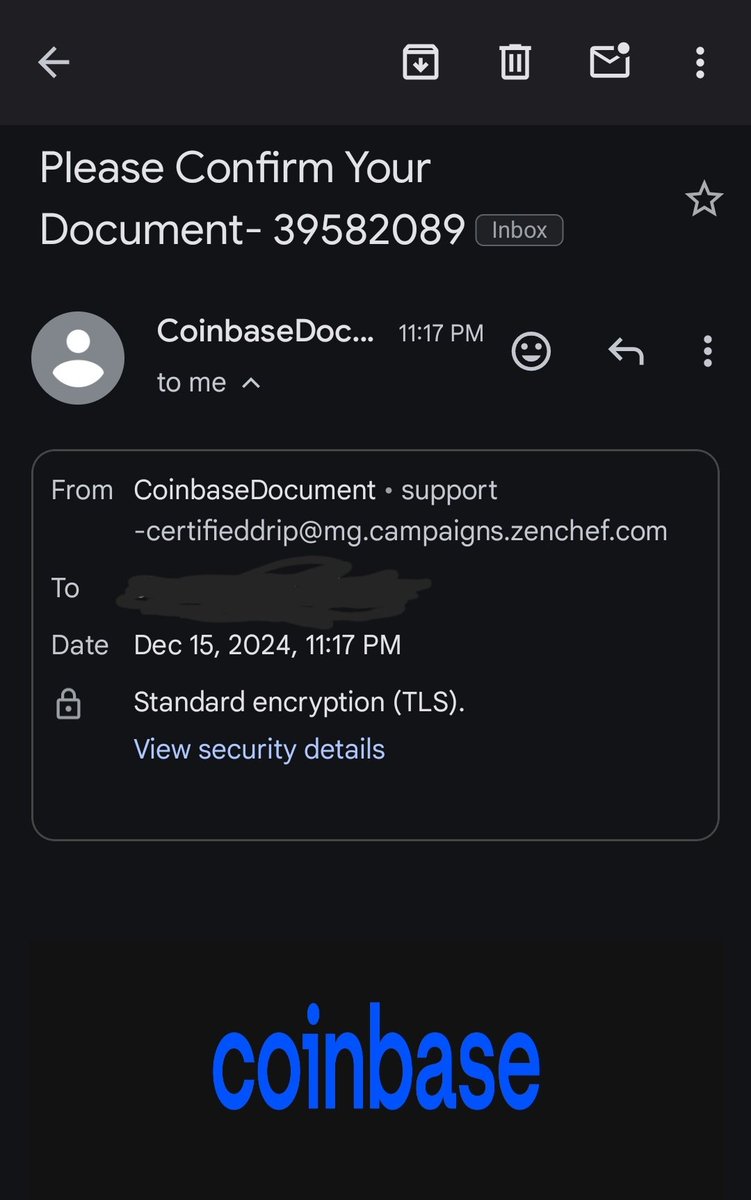 CloverdaleKeith's tweet photo. Seems legit. not suspicious at all. @coinbase #scamemail #ScammerAlert https://t.co/NM3YaCnExX