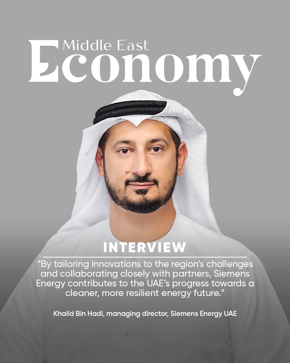 Economy Middle East (@economy_me) on Twitter photo Siemens Energy plays a pivotal role in supporting the nation’s energy goals. Khalid Bin Hadi, managing director at <a href="/Siemens_Energy/">Siemens Energy</a> Energy UAE, discusses the company’s various initiatives and how these align with the UAE’s energy targets.
Full interview: economymiddleeast.com/news/khalid-bi… Siemens Energy plays a pivotal role in supporting the nation’s energy goals. Khalid Bin Hadi, managing director at <a href="/Siemens_Energy/">Siemens Energy</a> Energy UAE, discusses the company’s various initiatives and how these align with the UAE’s energy targets.
Full interview: economymiddleeast.com/news/khalid-bi…