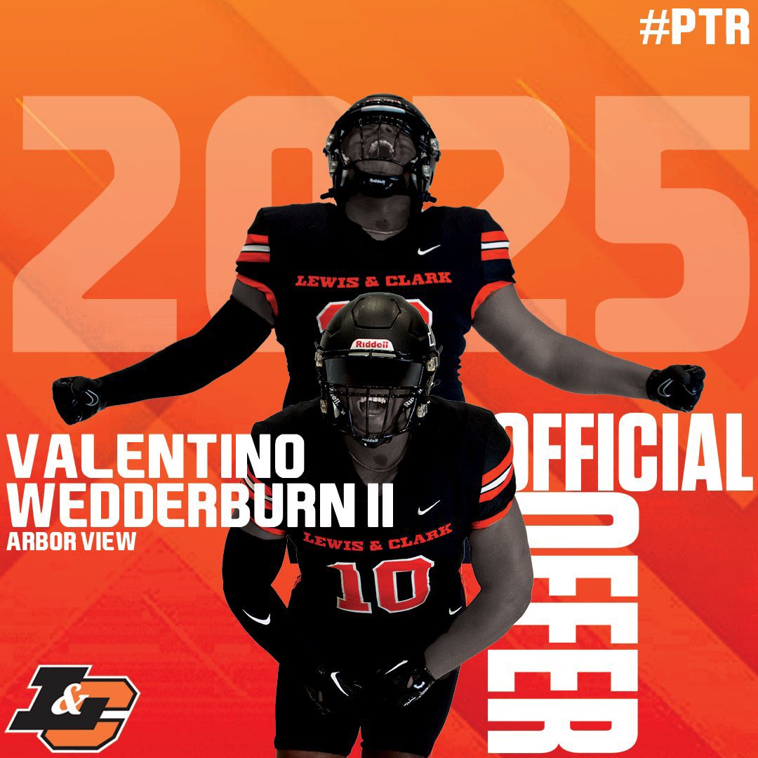 Valentino Wedderburn II (@v__wedderburnii) on Twitter photo Extremely blessed and honored to say that I’ve received my first college offer from <a href="/LCPiosFB/">Lewis & Clark Football</a> ‼️
<a href="/iamcoachMB/">Coach Marlon Barnett 🏴☠️</a> <a href="/bnd4grtns/">Roberto Garcia III</a> <a href="/1CAGaines/">Anthony Gaines</a> <a href="/Coach_DanFields/">Coach Daniel Fields</a> Extremely blessed and honored to say that I’ve received my first college offer from <a href="/LCPiosFB/">Lewis & Clark Football</a> ‼️
<a href="/iamcoachMB/">Coach Marlon Barnett 🏴☠️</a> <a href="/bnd4grtns/">Roberto Garcia III</a> <a href="/1CAGaines/">Anthony Gaines</a> <a href="/Coach_DanFields/">Coach Daniel Fields</a>