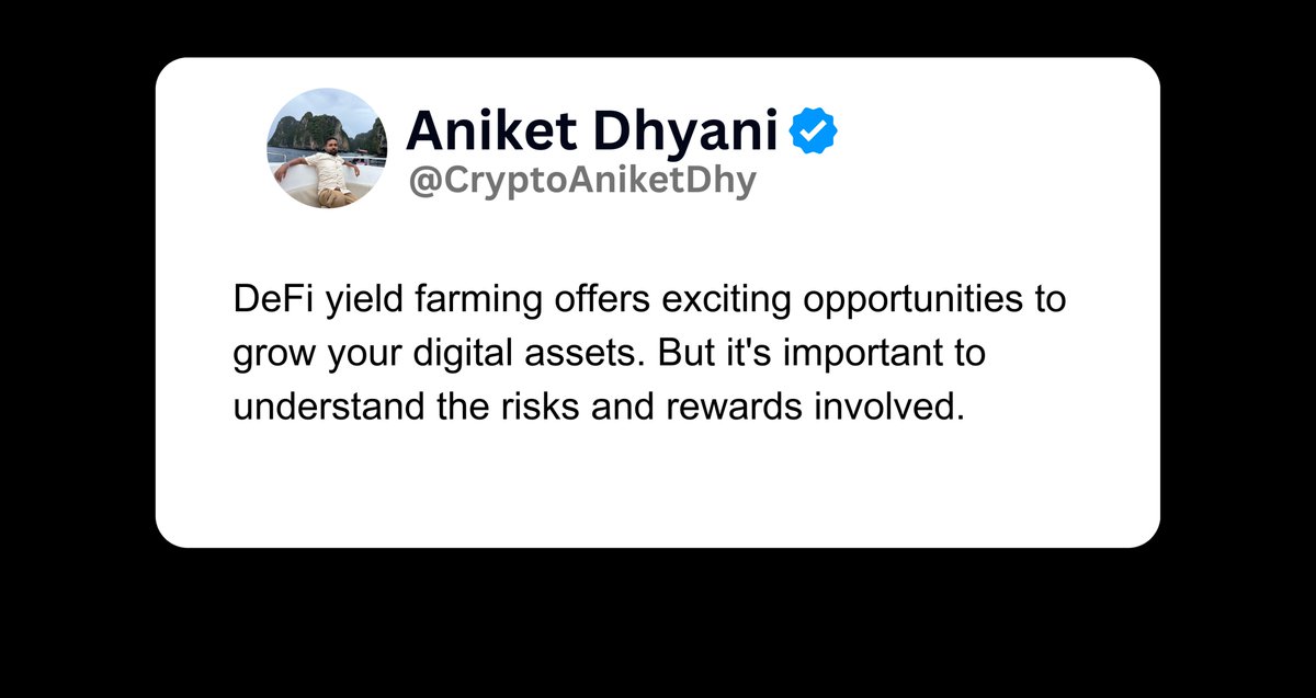 CryptoAniketdhy's tweet photo. Ready to maximize your crypto returns? 📈💰

Let's dive deep into the world of DeFi and explore the best strategies for yield farming.

#DeFi #yieldfarming #cryptocurrency #blockchain #financialfreedom #passiveincome https://t.co/jyLRh3pFJ0
