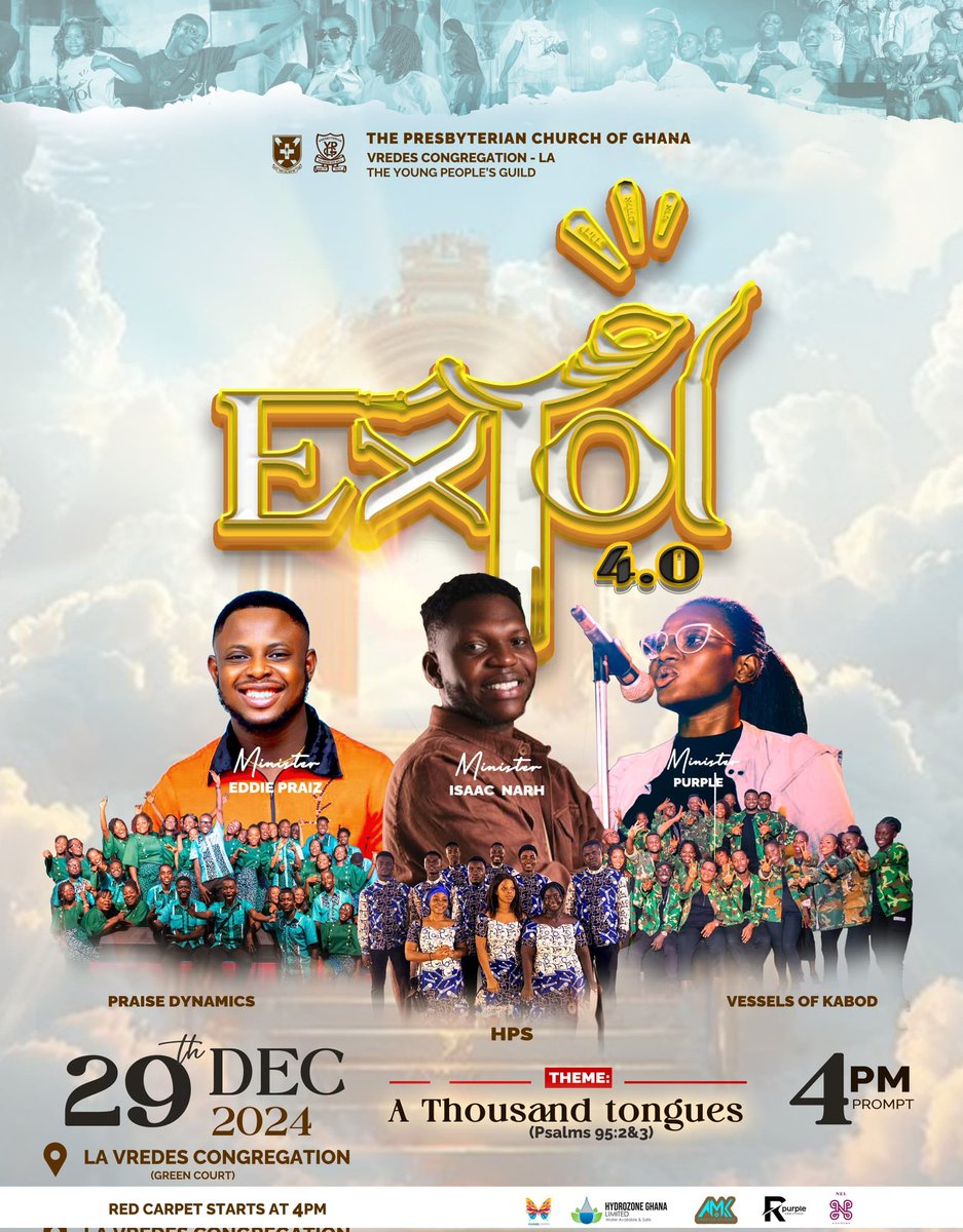 LaVredes's tweet photo. "Extol 2024: A Thousand Tongues"
Join us on December 29th, 2024, at La Vredes Presbyterian Church for an unforgettable night of worship, praise, and celebration inspired by Psalm 95:2-3.

Red Carpet | Live Ministrations | Drama | Choreography | Spoken Word
#extol2024 #lavredesypg https://t.co/8i7ObUsMg8