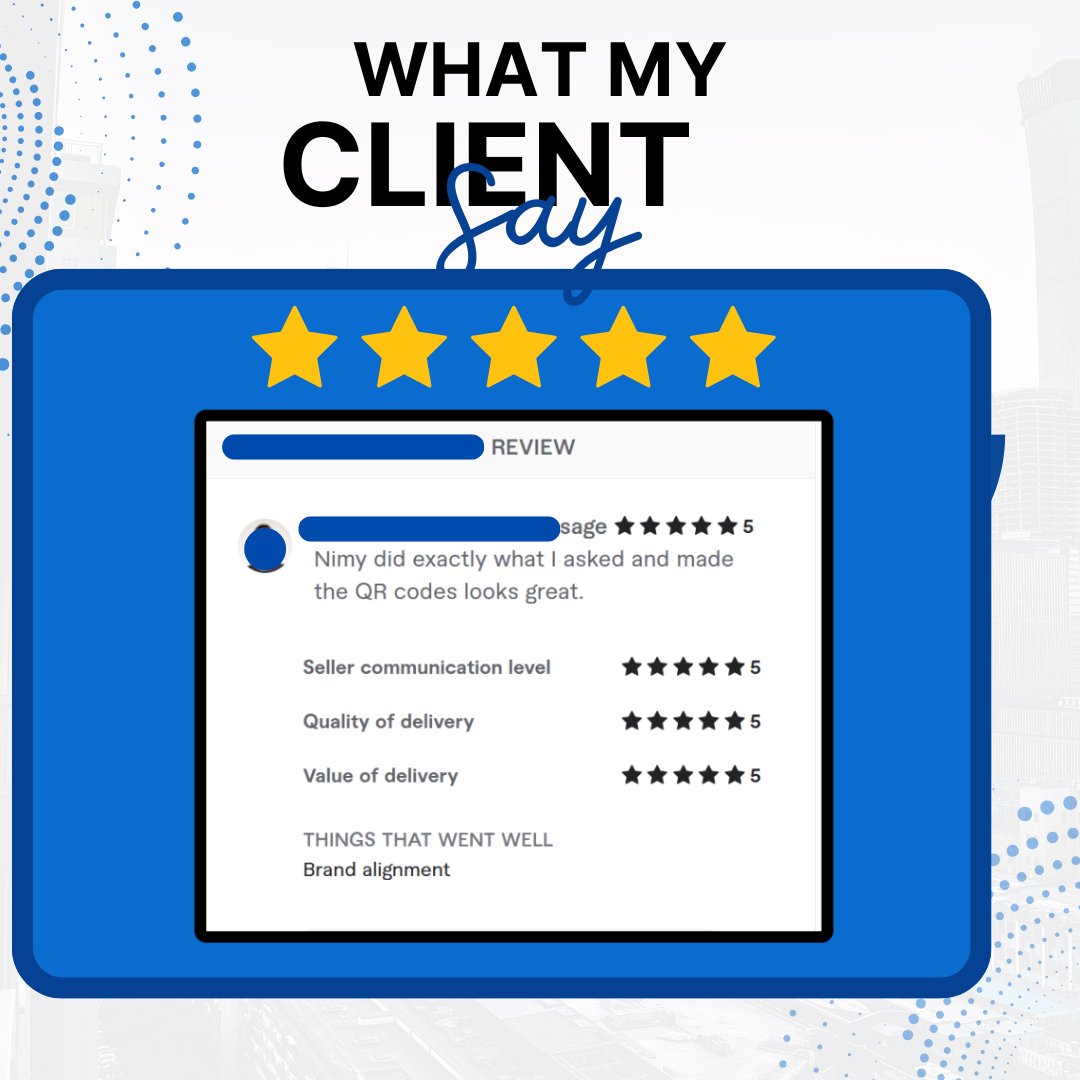 arunroy9400's tweet image. What My Client Says,,
📷 Another 5-Star Review from a Happy Client! 📷
More details: lnkd.in/gQq9Nxzu
#qrcodedesign  #arunroy9400 #YellowstoneTV #njSSE #BaddiesMidwest #fiverrseller #customdesigns  #freelancedesigner