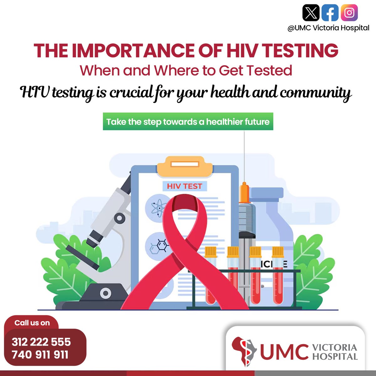UMCVictoriaHosp's tweet photo. π‘οΈ Know Your HIV Status: Empower Yourself! π‘οΈ
β¨ Early testing = timely treatment & prevention.
β
Safe
β
Confidential
β
Accessible
π Visit: https://t.co/Ac0KQ0b4HC
πͺ Together for a healthier future!
#HIVTestingMatters #UMCVictoriaHospitals https://t.co/fxp8mjGwkV