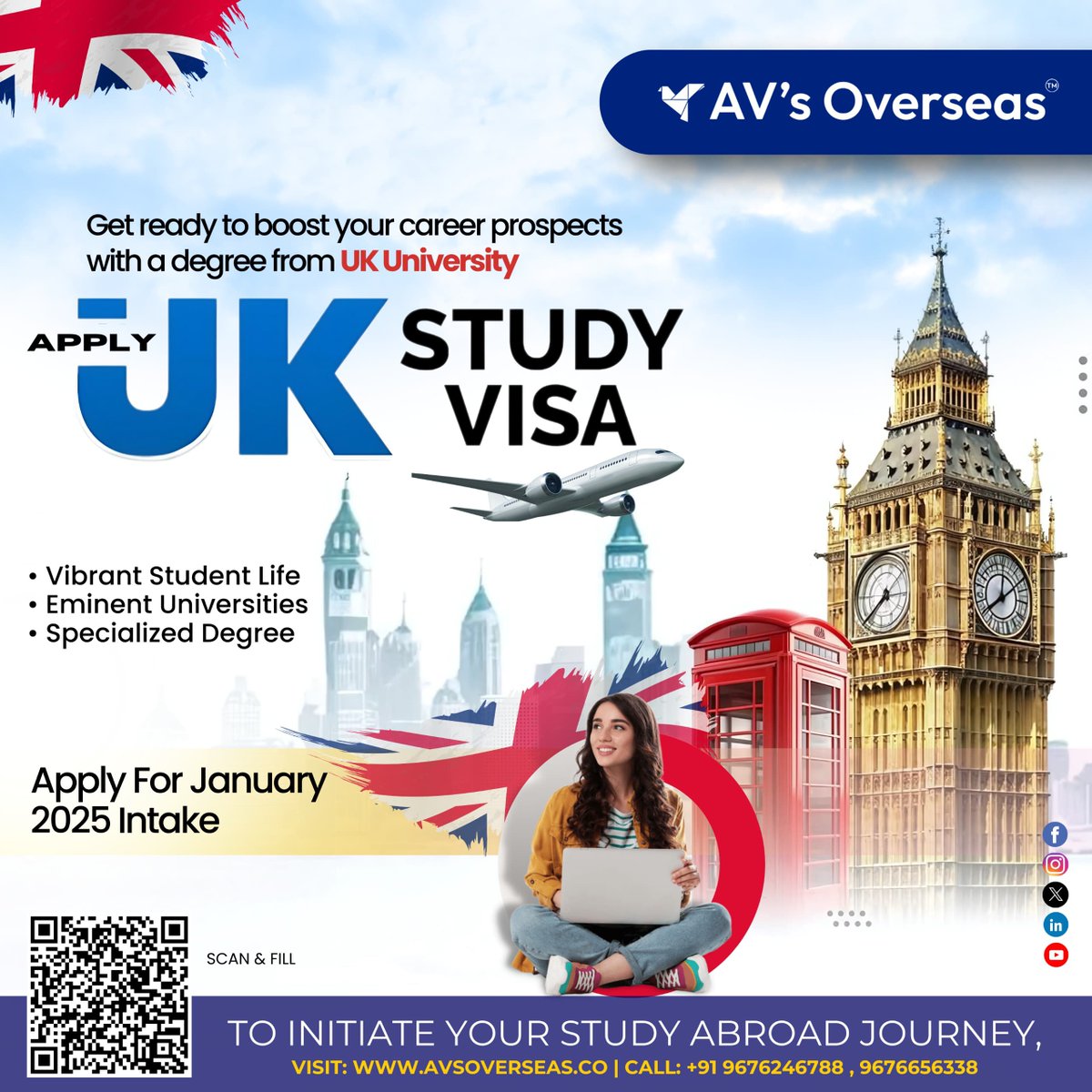 avs_overseas's tweet photo. Unlock Your Future with AV's Overseas.Get ready to boost your career prospects with a degree from a top UK university. Enjoy vibrant student life, world-class education, and a pathway to success.

📞 CALL: +91 9676246788, 9676656338

#AVsOverseas #StudyInUK #UKEducation https://t.co/khETHj8oot