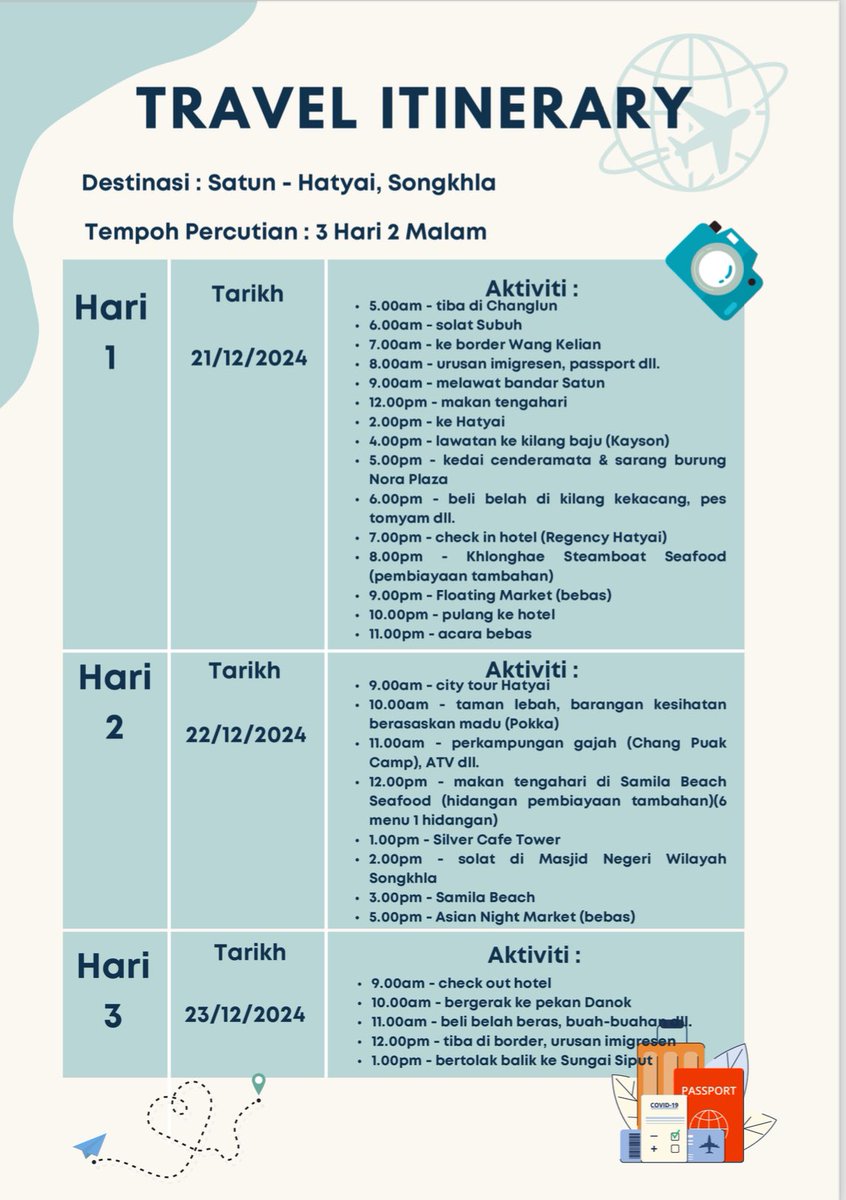 Kundur10's tweet photo. Open trip to hatyai 3D2N

Trip hujung minggu📢📢
 
Promo Trip Hatyai Disember 2024 cuma RM590/pax
 untuk 3H2M. 😍😍
4 kali sehari makan 

Conract number 👇🏽👇🏽
https://t.co/oGPmTAEjsr
https://t.co/pLj4frs45p

@MohKeIpoh 
@iloveyouIPOH 
@twt_bajet 

#trip #hatyai https://t.co/qCePMNSeOA