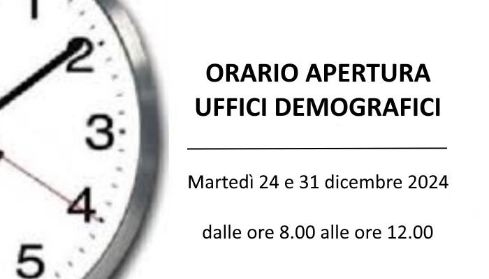 TrevignanoTV's tweet photo. Si informa che martedì 24 e 31 dicembre 2024
lo sportello dei servizi demografici
rimarrà APERTO
dalle ore 08.00 alle ore 12.00 https://t.co/nsNOAoopOc