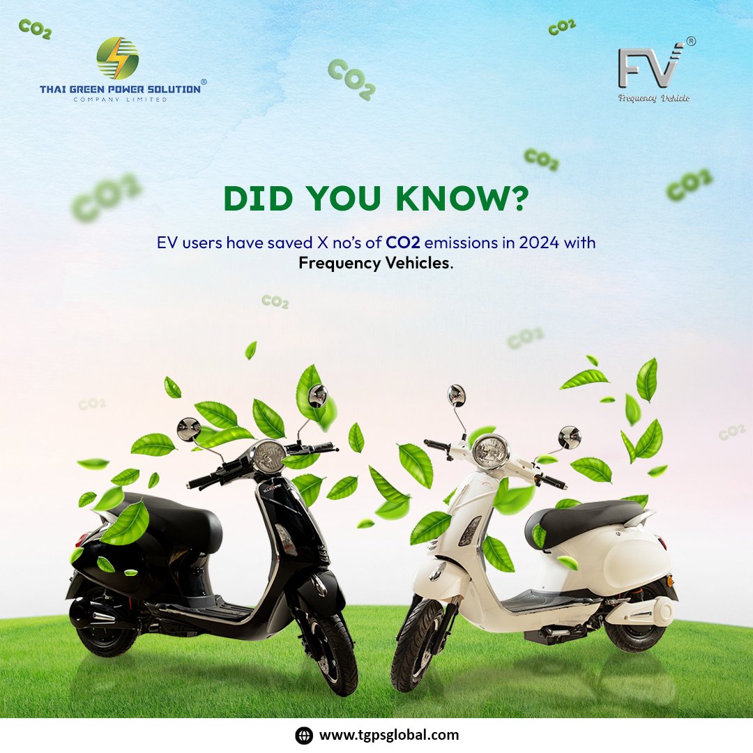 thai_solution's tweet photo. EV users have saved X tons of CO2 emissions in 2024 with Frequency Vehicles. Join the green revolution! 
#FrequencyVehicles #EVImpact #GreenRevolution https://t.co/nDLTKldj9E